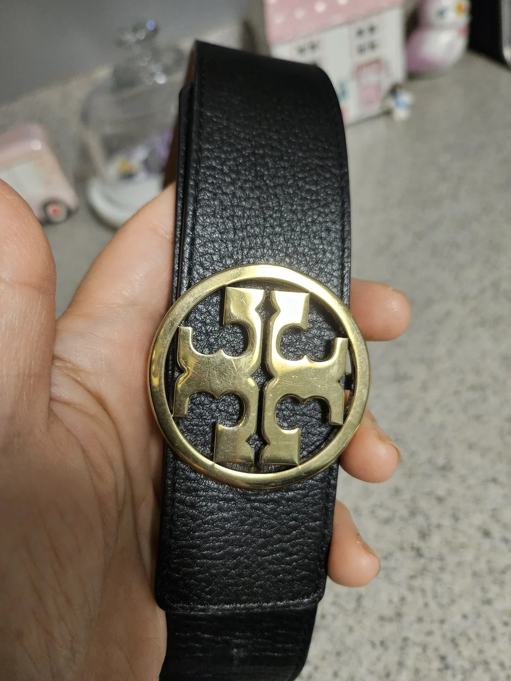 Tory Burch Reversible Black/Tan Logo Belt